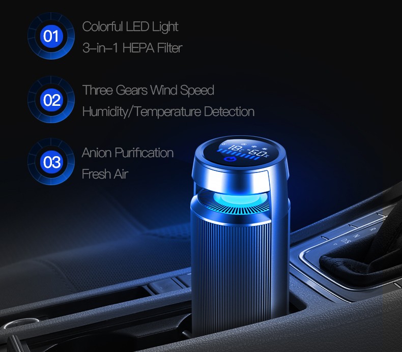 Pengwing-2019 Newest Hepa Filter 12 Lcd Screen Cup Inventions Sensor Car Air Purifier-pengwing-4